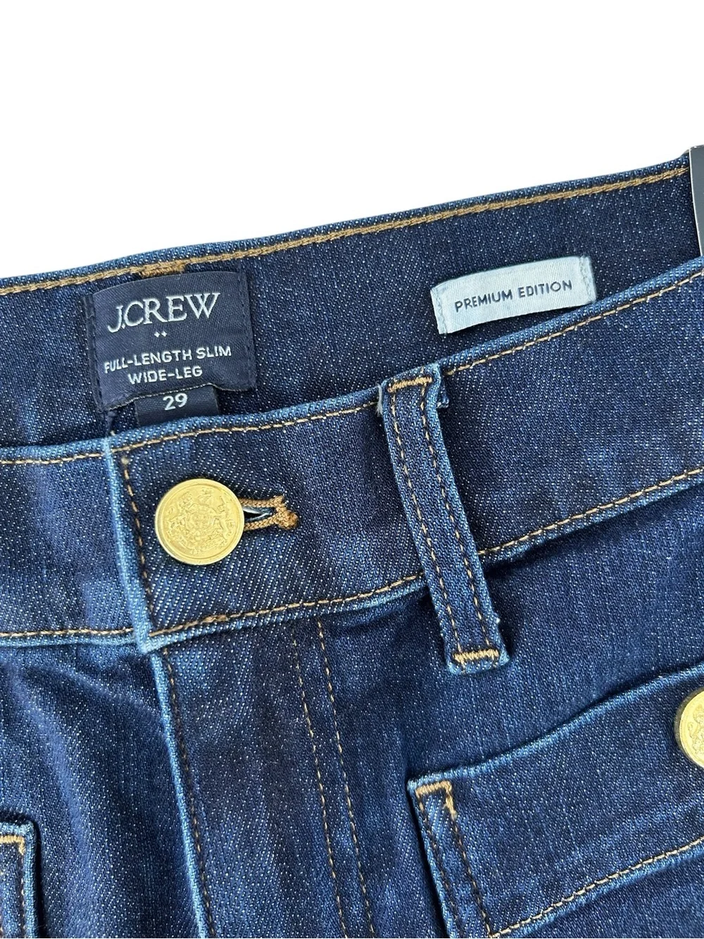 J. CREW Premium Edition Full Length Slim Wide Leg Dark Wash Blue NEW Jeans 29